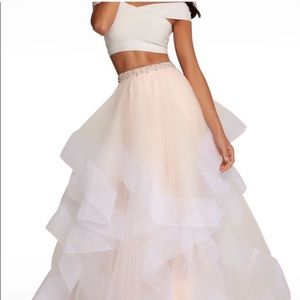 ALYCE PARIS 2 PIECE PROM VALENTINE DANCE DRESS BEACH WEDDING 0/2 Champagne Pink